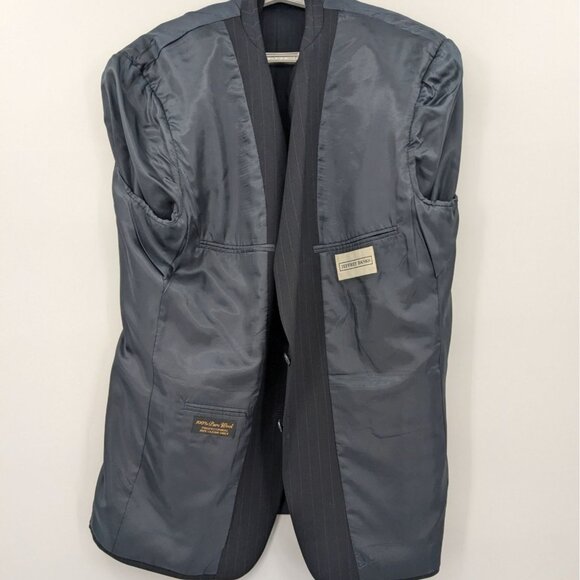 Jeffrey Banks Pinstriped 100% Wool Blazer Jacket Men Size 46L Two Button Office - Picture 8 of 13